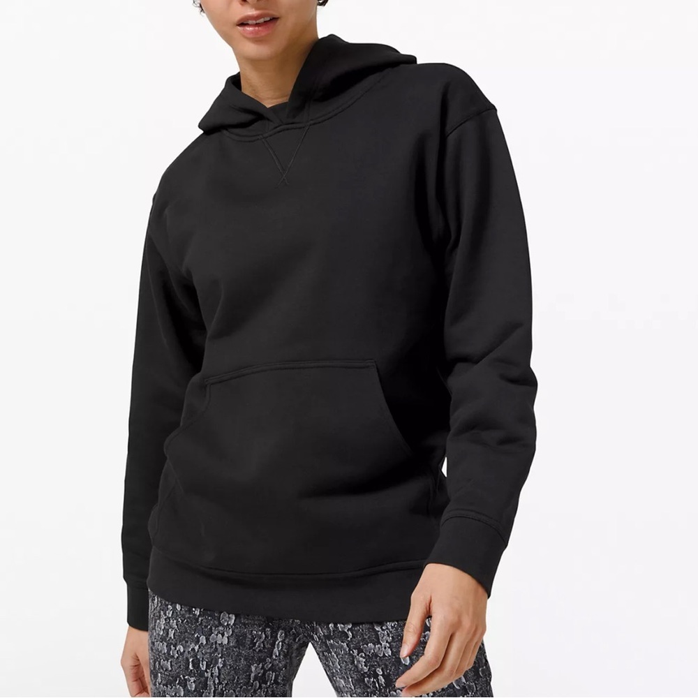 Lululemon Size 6 All Yours Hoodie Cotton Terry Black Relaxed Fit Athleisure NWT